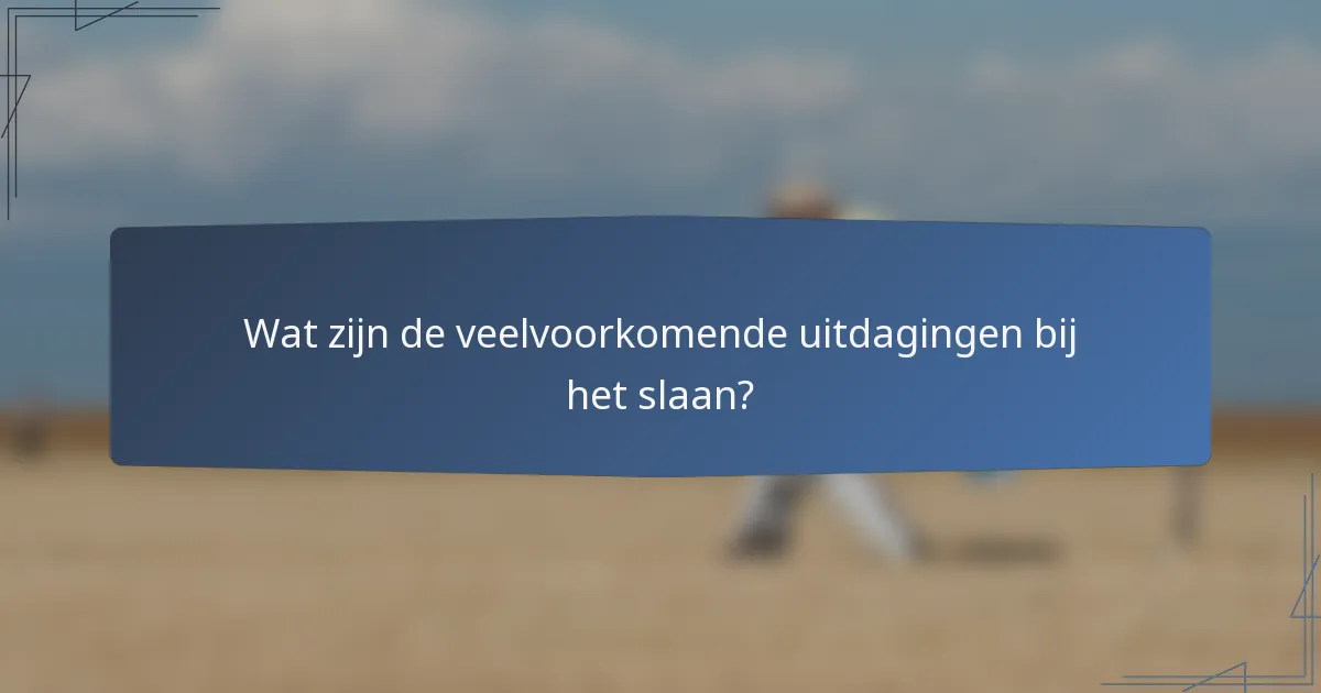 Wat zijn de veelvoorkomende uitdagingen bij het slaan?